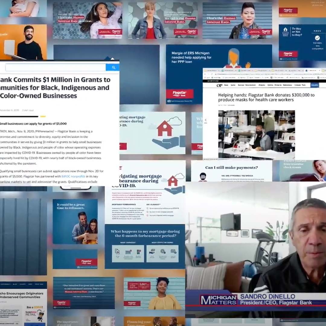 A collage of advertising work by Bailey Lauerman for Flagstar Bank. A collage of advertising work by Bailey Lauerman for Flagstar Bank.